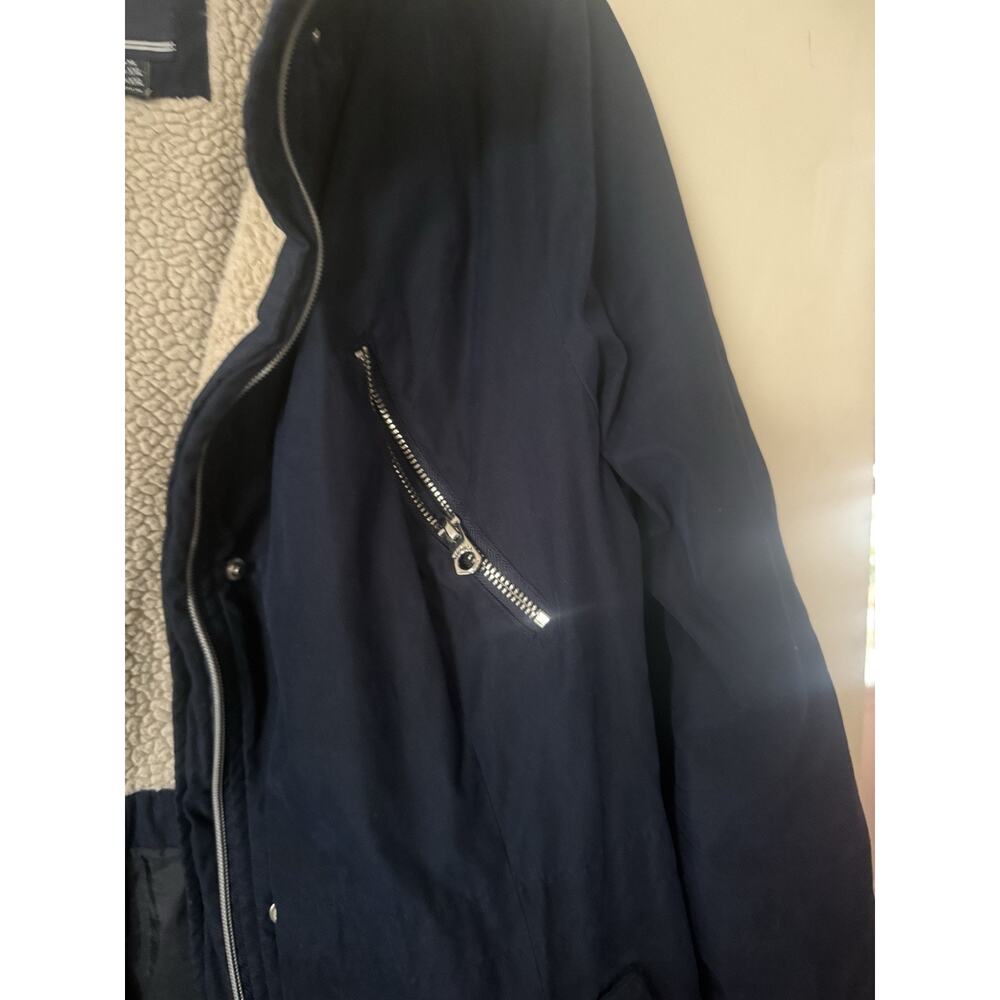 Nautica Microfiber Zip Parka Anorak Jacket with Fleece Trim X Large Navy Unisex - Picture 5 of 10